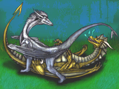 Dragoniade & Sil'vah (Dragon)
Commission done by [url=http://sandragon.deviantart.com/]Sandragon[/url]
Keywords: Sandragon;Dragoniade Dragon;Silvah Dragon